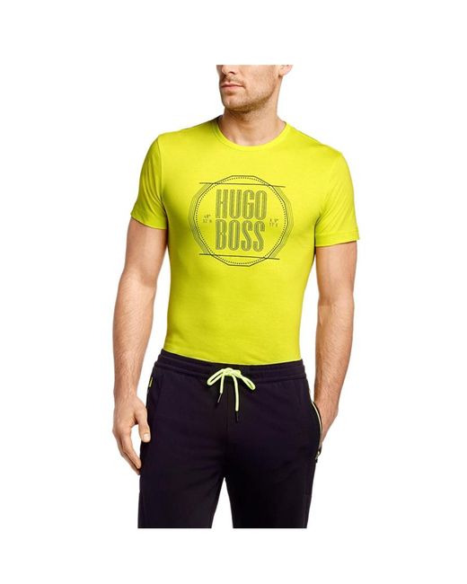 Boss Yellow T-Shirt With Round Neck And Short Sleeves for men