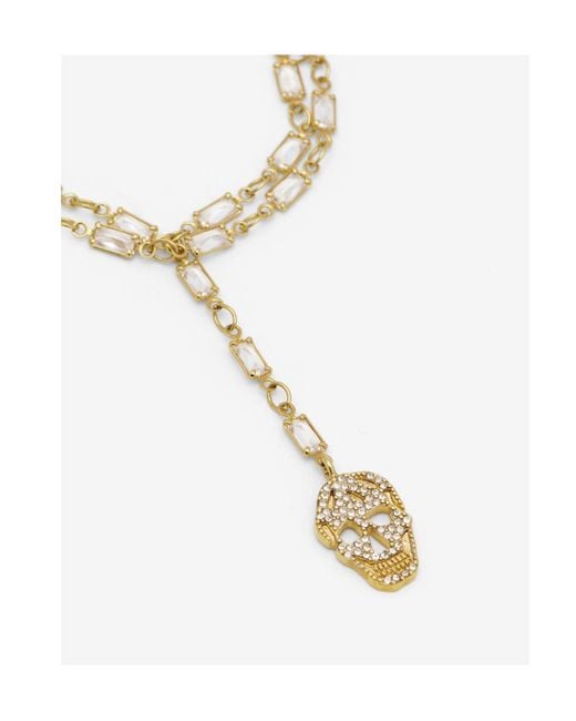 McQueen Metallic Pavé-Set Skull Bracelet