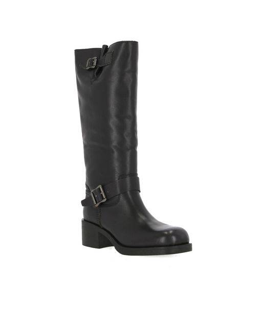 Ash Black Round-Head Boots