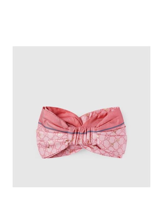 Gucci Pink Gg Horsebit Silk Headband