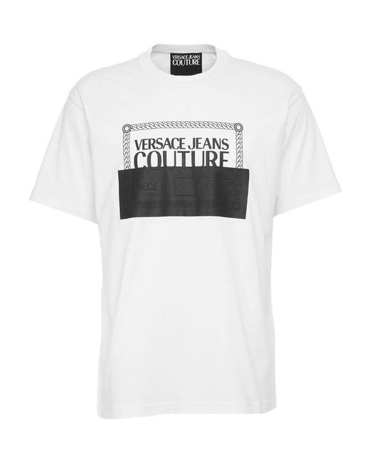 Versace Jeans White Logo-Print Short-Sleeve T-Shirt for men