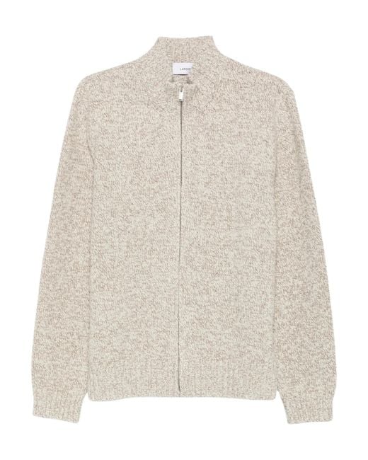 Lardini White Zip-Up Marl-Knit Sweater for men
