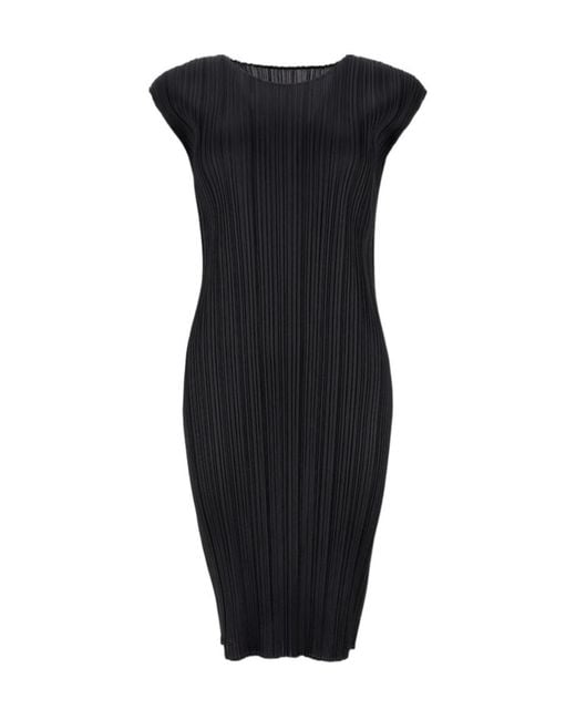 Pleats Please Issey Miyake Black Sleeveless Dress