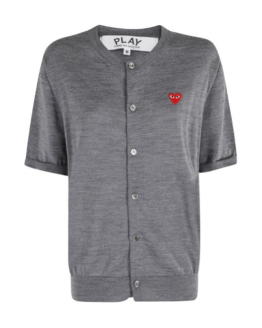 COMME DES GARÇONS PLAY Gray Heart-Patch Wool Cardigan for men