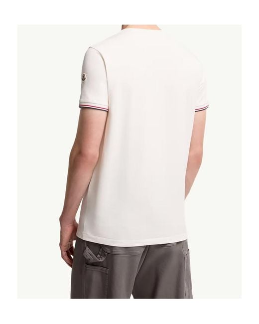 Moncler White Tricolor-Trimmed T-Shirt for men
