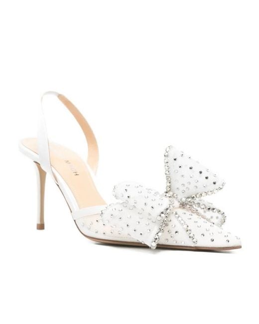 Mach & Mach White Pointed-Toe High-Heeled Sandals