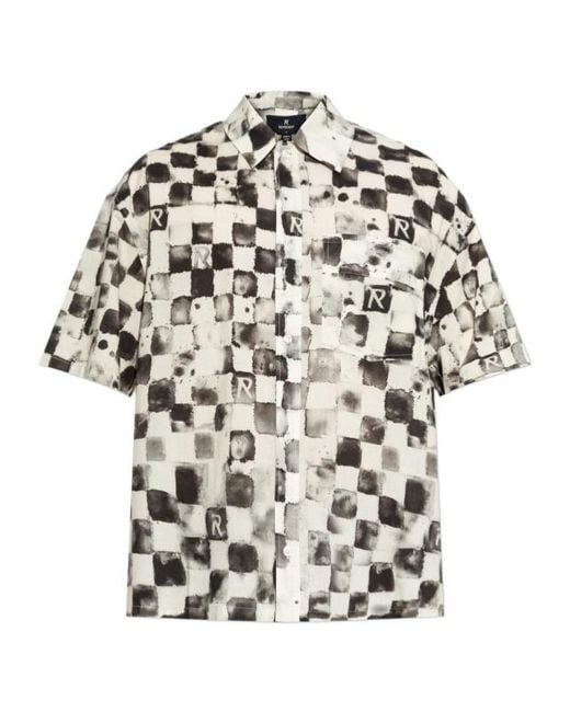 Represent White Checkerboard-Print Short-Sleeve Shirt for men