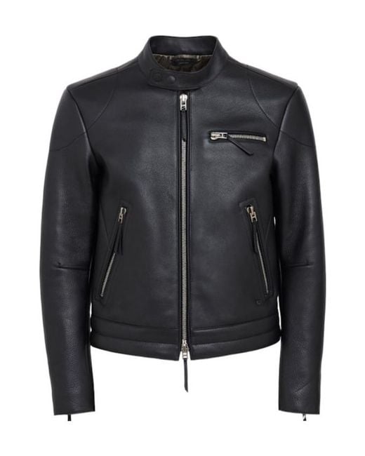 Tom Ford Black Leather Biker Jacket for men