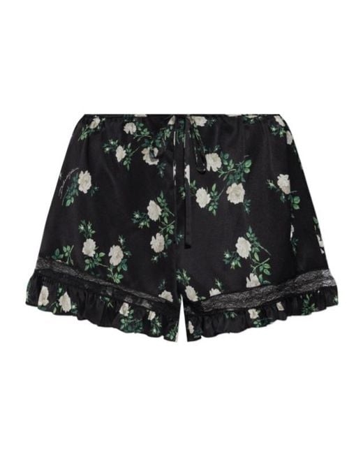 Dolce & Gabbana Black Floral Lace-Trim Shorts