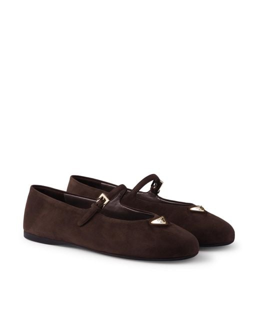 Prada Brown Suede Ballerinas
