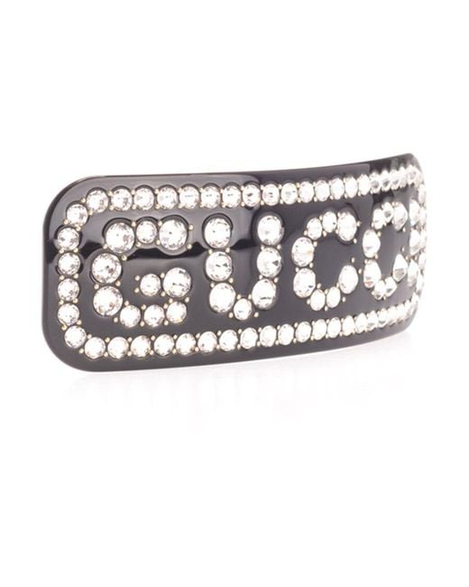 Gucci White Kids Logo Embellished Hair Clip
