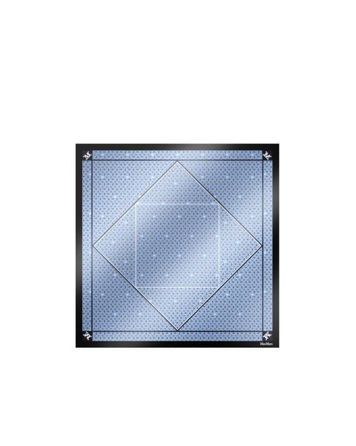 Max Mara Blue Printed Silk Oversized Scarf