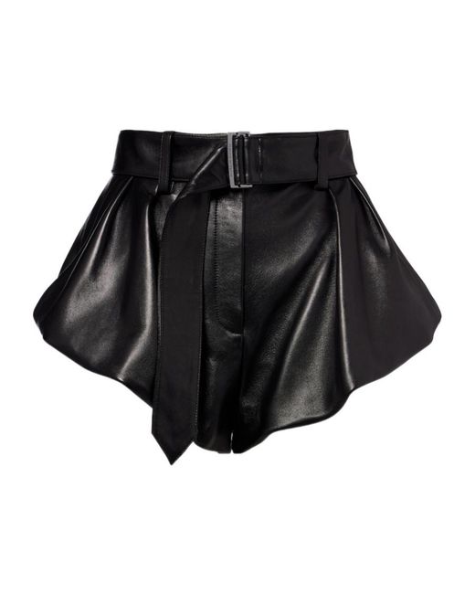 Magda Butrym Black Belted High-Rise Leather Micro Shorts