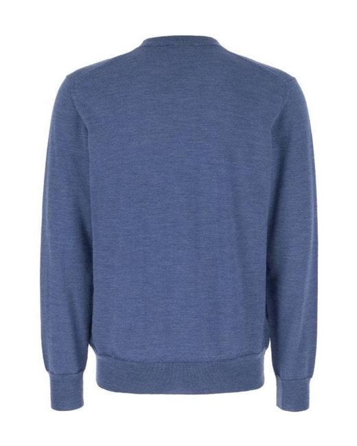 Etro Blue Pegaso-Embroidered Wool Jumper for men