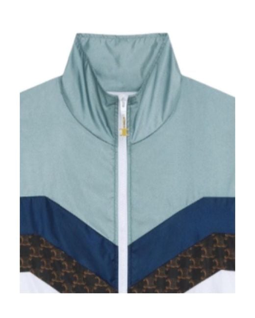Céline Blue Nylon Stand-Neck Windproof Jacket for men