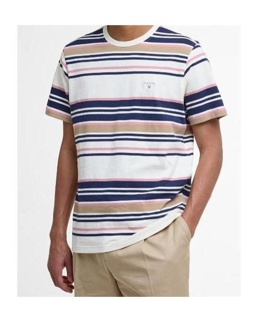 Barbour Blue Aickmen Tailored Striped T-Shirt for men