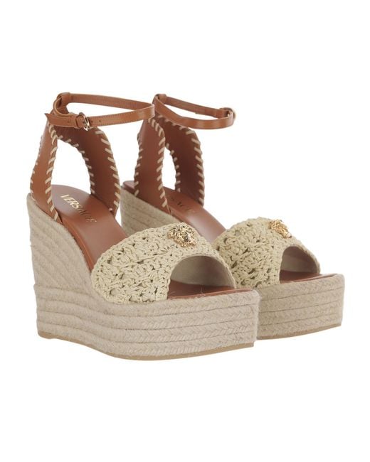 Versace Natural La Medusa Wedge Sandals