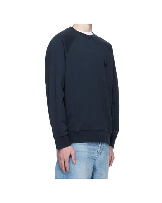 Maison Kitsuné Blue Embroidered-Logo Patch Sweatshirt for men