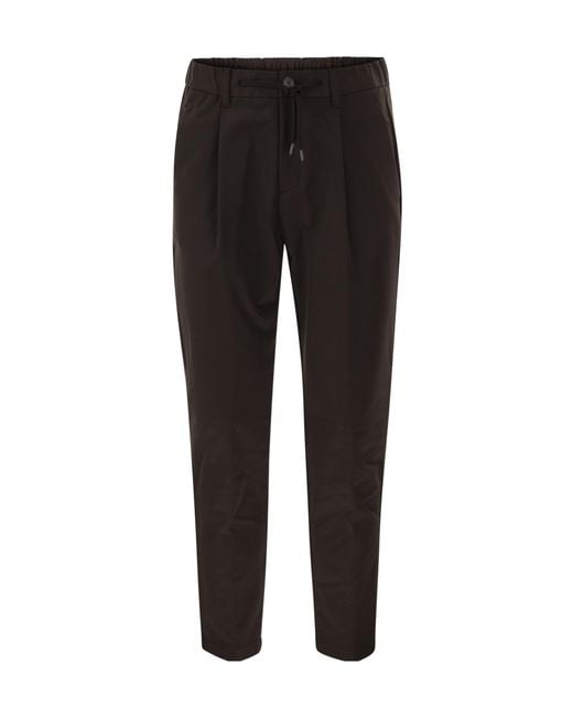 Herno Black Technical Fabric Drawstring Trousers for men