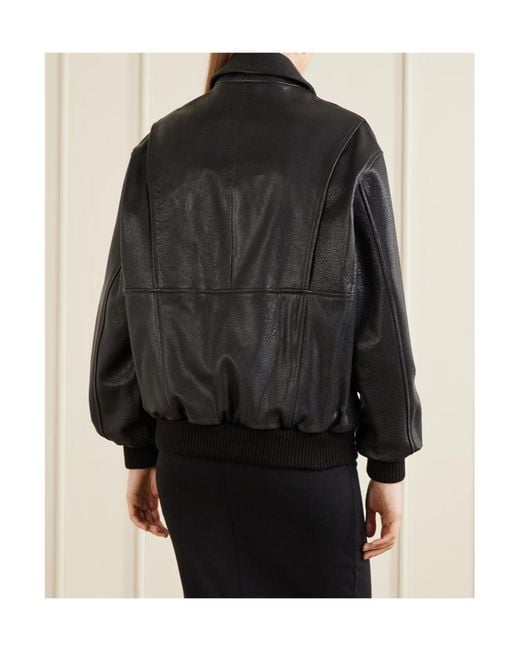 Nour Hammour Black Long-Sleeved Leather Jacket