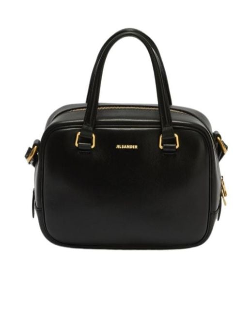 Jil Sander Black Structured Zip Shoulder Bag