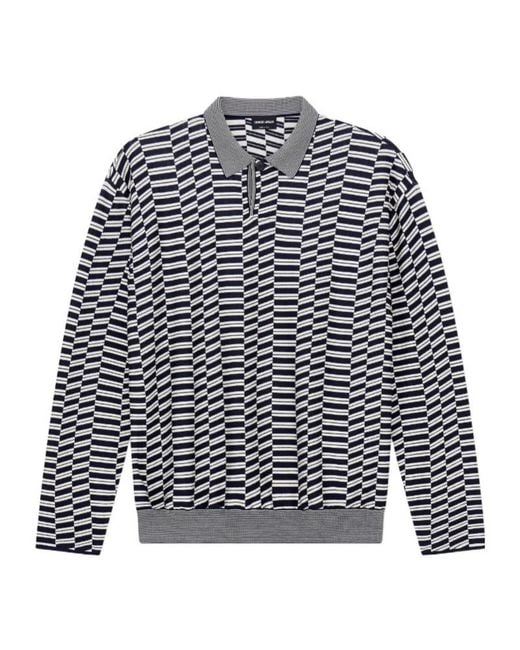 Giorgio Armani Blue Striped Polo Shirt for men