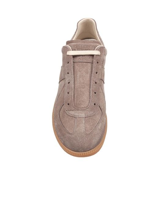 Maison Margiela Brown Replica Panelled Suede Sneakers for men