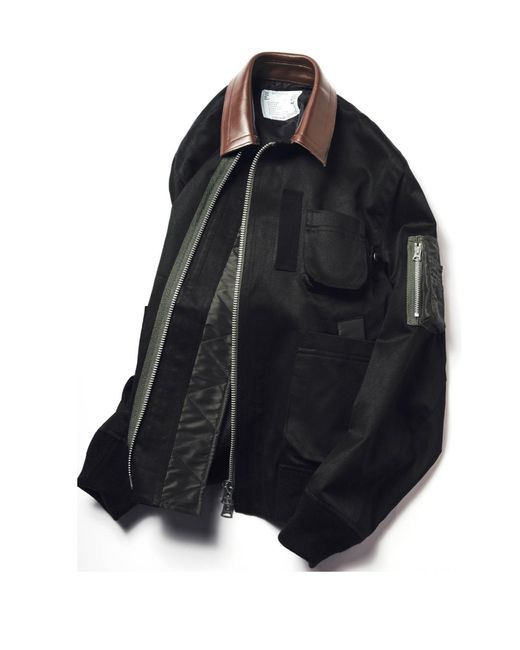 Sacai Black Long-Sleeved Zip-Up Jacket for men
