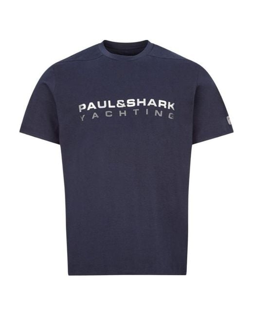 Paul & Shark Blue Round Collar Logo T-Shirt for men