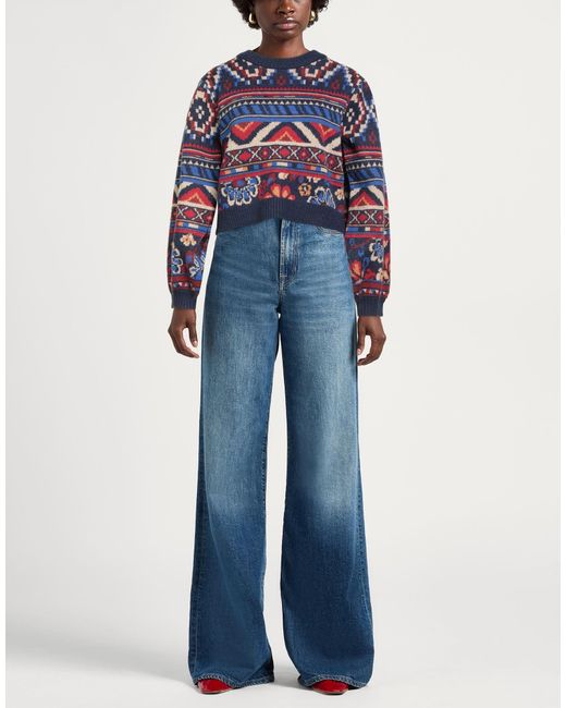 Farm Rio Blue Intarsia-Knit Jumper