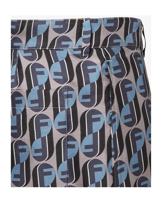 Fendi Blue Ff Printed Bermuda Shorts for men