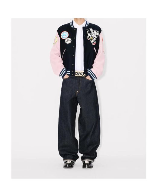 KENZO Blue Badges Embroidered Varsity Jacket for men