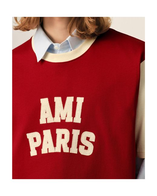AMI Red Short-Sleeved T-Shirt for men