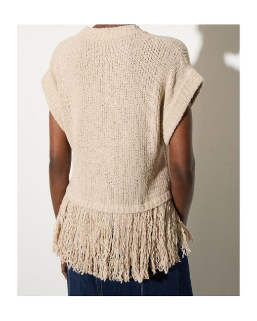 MAX&Co. Natural Tweed Sweater With Tassels