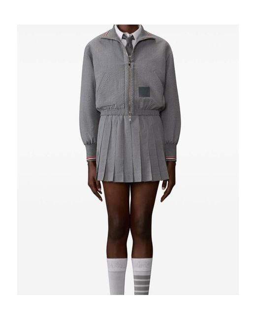 Thom Browne Gray Drawstring Pleated Mini Skirt