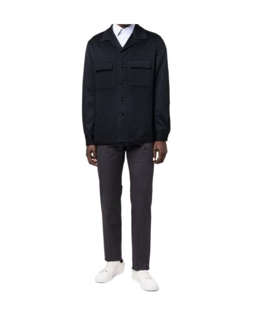 Zegna Blue Oasi Buttoned Straight Hem Shirt for men