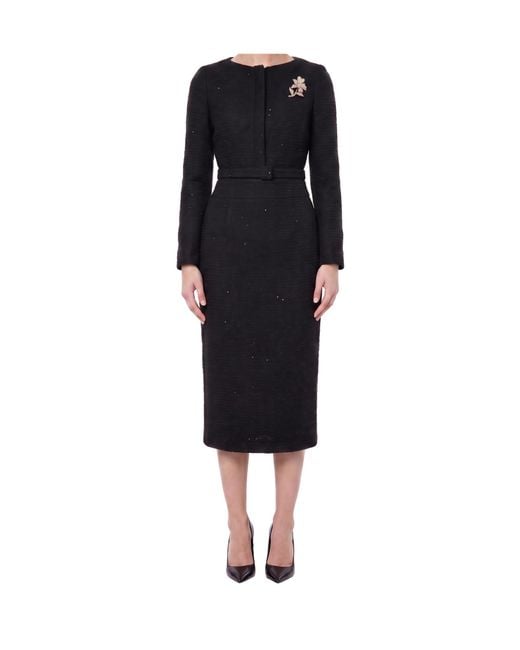 Roland Mouret Black Sequin Boucle Midi Skirt