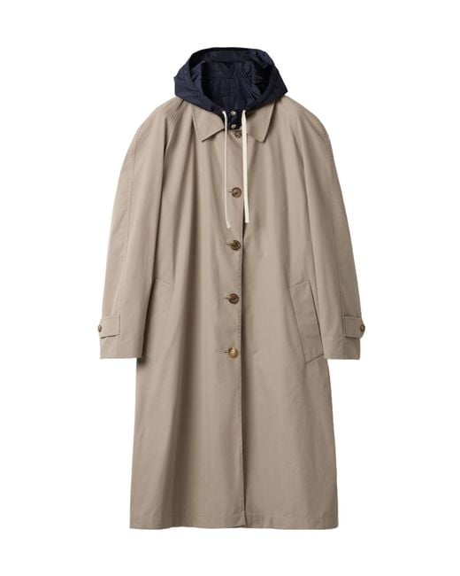 Miu Miu Brown Reversible Single-Breasted Panama Cotton And Technical Pongé Coat