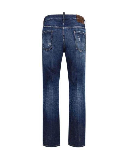 DSquared² Blue 642 Distressed Straight-Leg Jeans for men