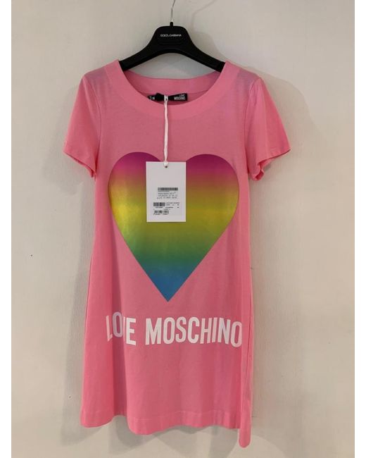 Moschino Pink Heart Print T-Shirt Dress