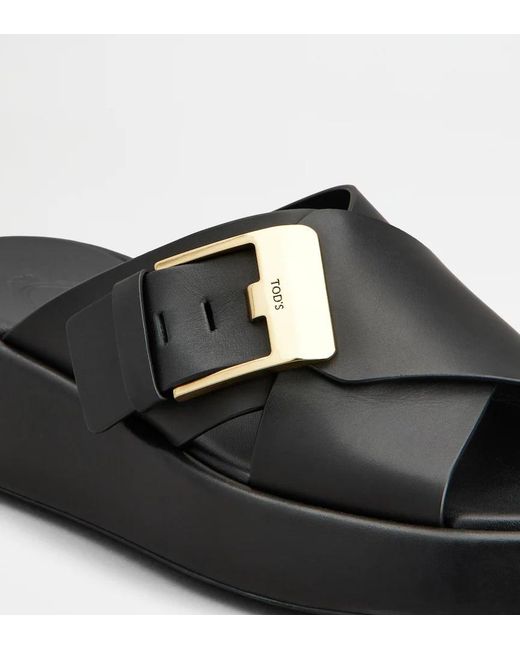 Tod's Black Crossover Strap Sandals