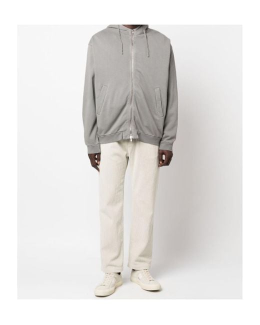 Barena Gray Zip-Up Cotton Hoodie for men