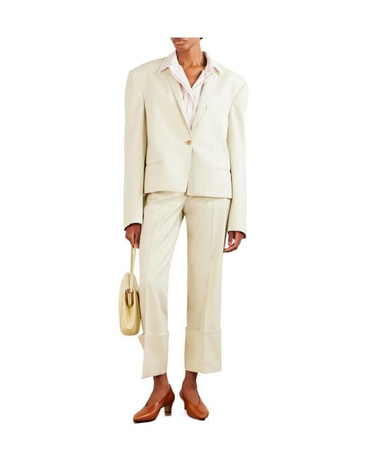 Calvin Klein White Ramie-Blend Twill Straight-Leg Pants