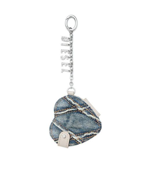 DIESEL Blue Heart-Shape Mirror Keychain