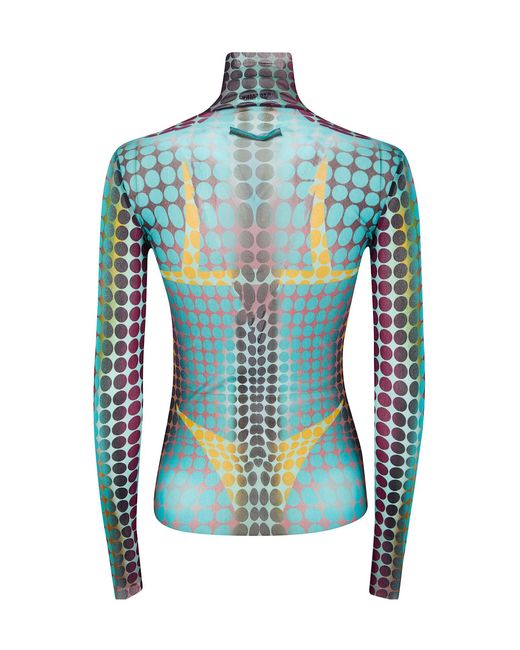 Jean Paul Gaultier Blue High-Neck Stretch Top