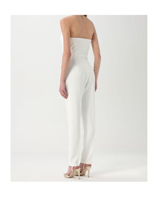 Elisabetta Franchi White Flowing Macro Bow Crêpe Jumpsuit