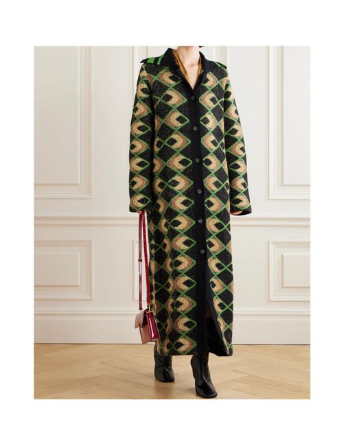 LaDoubleJ Green La Doublej Half Light Jacquard Maxi Coat