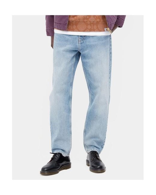 Carhartt Blue Newel Logo-Patch Straight-Leg Jeans for men
