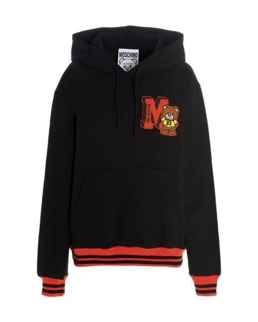 Moschino Black Patch-Detail Pullover Hoodie