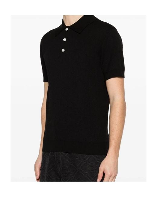 Casablanca Black Short Sleeved Polo Shirt for men